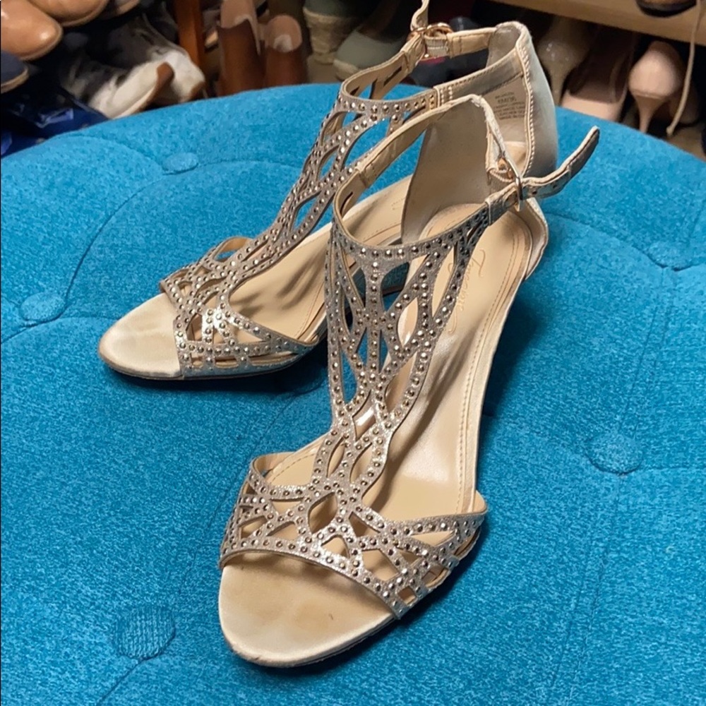 Gold wedge dress sandals